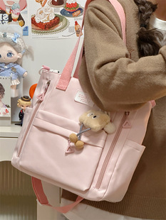 Capacious linen bag, cloth bag, one-shoulder bag, Korean style