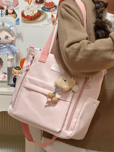 Capacious linen bag, cloth bag, one-shoulder bag, Korean style