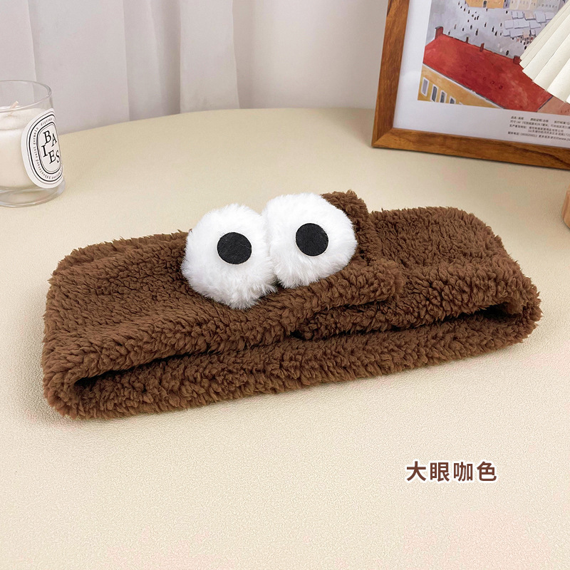 新しい女性の大きな目のぬいぐるみヘッドバンド洗顔ヘッドバンドシンプルなつば広かわいいベルクロヘアバンドヘッドバンド|undefined