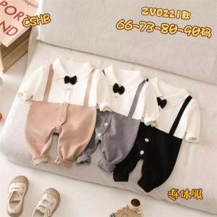 Cross-Border Baby Autumn and Winter Knitted Long-Sleeved Jumpsuits for Infants and Young Children, Male and Female Babies, British Style Sweaters, Baby Clothes