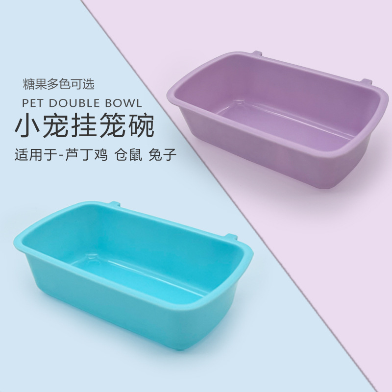 Pet Plastic Bowl Anti-Tipover Hanging Pet Feeder for Budgerigar, Hamster, Rabbit Pet Food Bowl