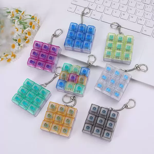 Creative Tetris Keychain Stress-Relief Toy with Light, Nine-Key Cross-Border Popular Toy Keychain