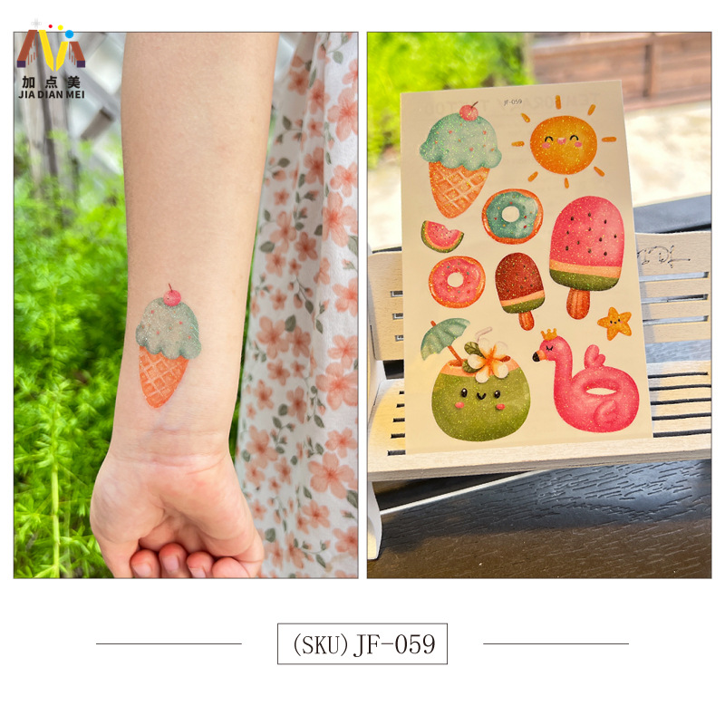 Amazon Venta caliente brillo lindo postre de Navidad unicornio niños tatuaje pegatinas impermeable tatuaje de larga duración