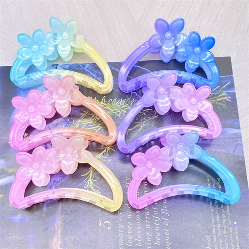 New cross-border redbud flower hairpin for women, plumeria flower grabber, gradient color, high-end, colorful shark hairpin hair accessory