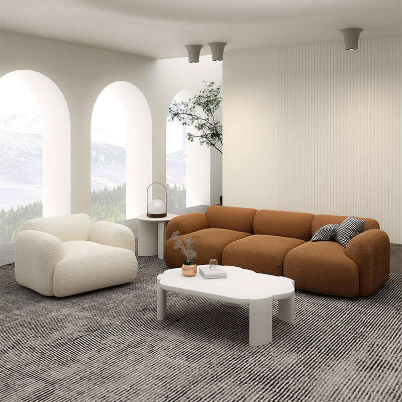 Italian Simple Cashmere Sofa Small Apartment Living Room Straight Multi-Seat Sofa Large Villa Reception Business Sofa