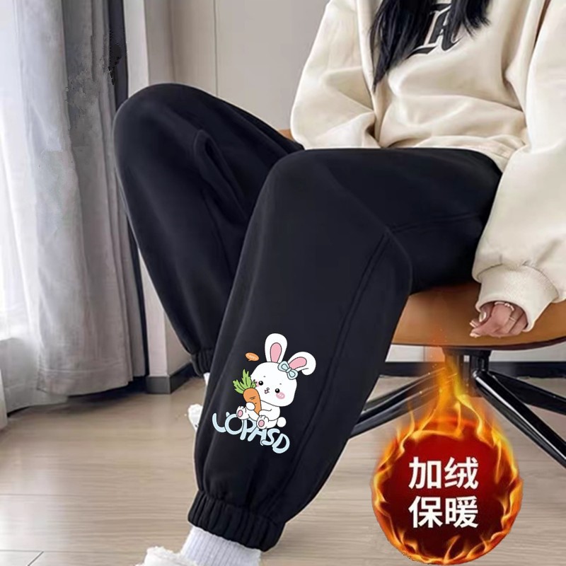 당근 토끼 레깅스 블랙 팬츠 플러스 벨벳