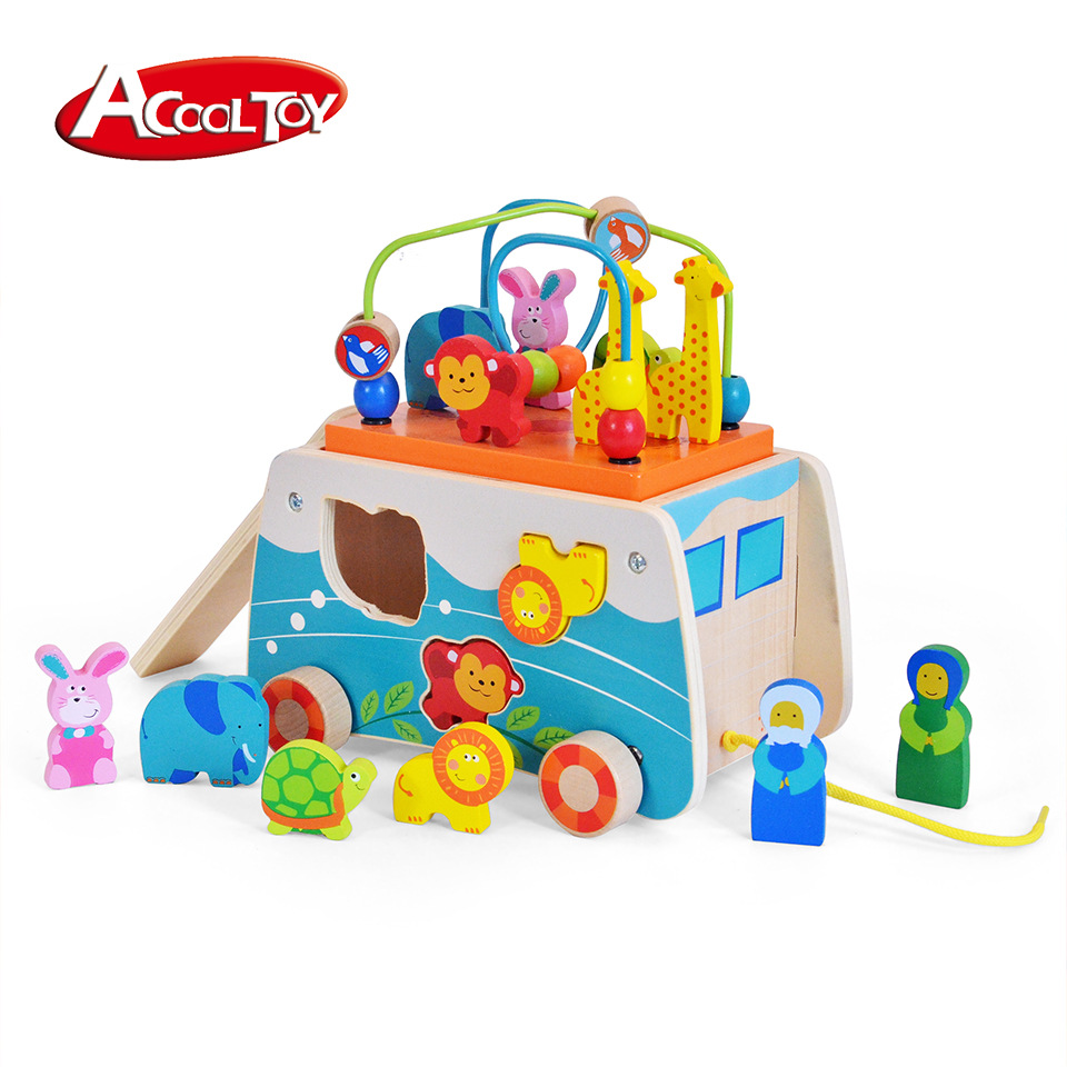 Niños de 1 a 3 años Educación temprana Rompecabezas Arca de Noé Juguetes de madera multifuncional para niños pequeños Juguetes de regalo navideños