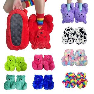 E 69348 Teddy Bear Furry Slippers ̩����ë�q�Ӻ���Ь