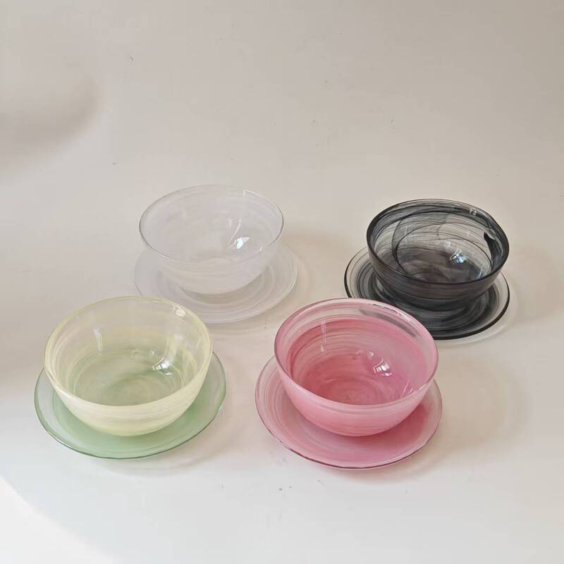 Colorful Glass Small Bowl Transparent Gradient Artistic Bowl Home Creative Salad Bowl Tableware Set
