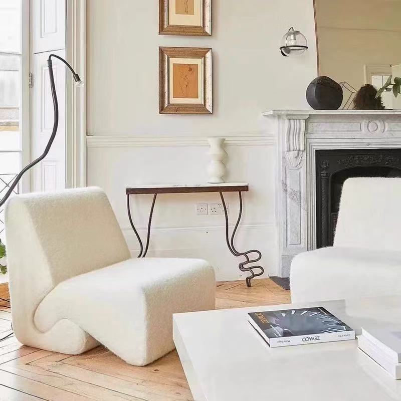 Designer Single Sofa, Curved Irregular Corner Model Room, New Living Room Leisure Chair, Solid Wood, Simple and Suitable for Home Use