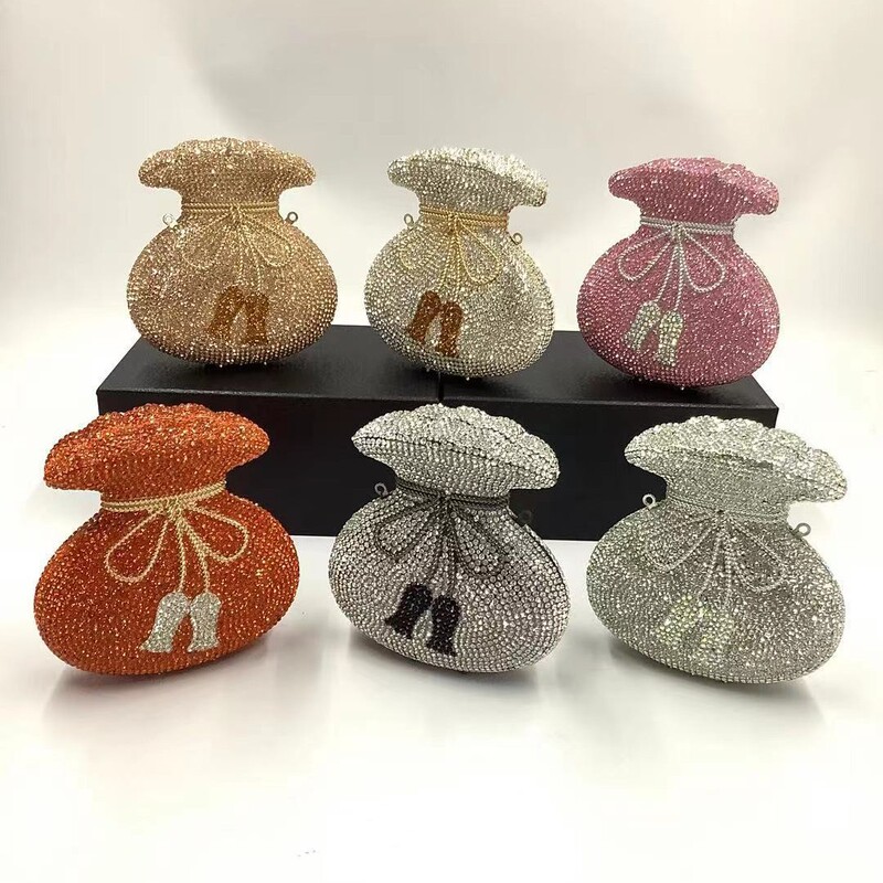 Cross-Border European and American Creative Portable Diamond-Encrusted Money Bag Rhinestone Women's Bag Cross-Border Foreign Trade Banquet Clutch Bag Dinner Bag Cross-Border European and American Creative Portable Diamond-Encrusted Money Bag Rhinestone Women's Bag Cross-Border Foreign Trade Banquet Clutch Bag Dinner Bag