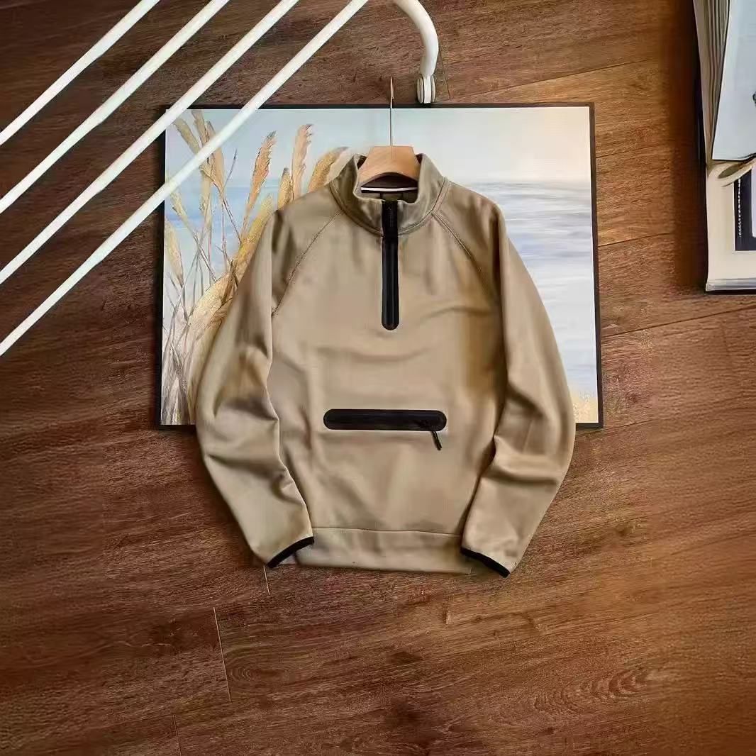 Men's Multi-colour Half-zip Pullover Sweatshirt With Stand Collar_voghion.com