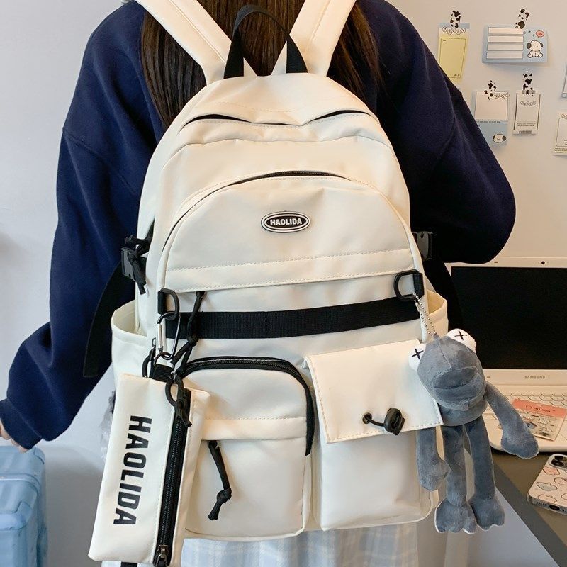 Japanese Harajuku retro workwear backpack, large-capacity backpack for junior high school students, trendy ins campus style backpack for men and women
