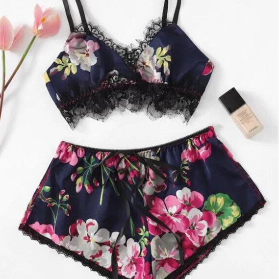 European and American foreign trade explosions printed sexy suspenders home underwear two-piece sexy underwear home clothes wholesale