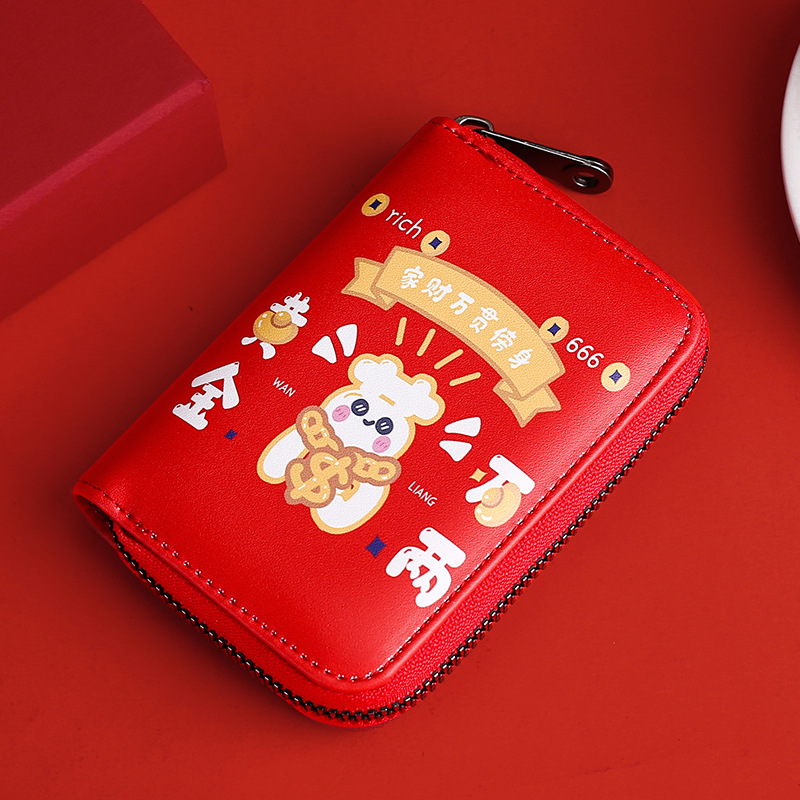 Titular de la tarjeta creativa hembra lindo cambio afortunado certificado titular de la tarjeta de almacenamiento anti-desgaussing cremallera tarjeta certificado bolsa integrada