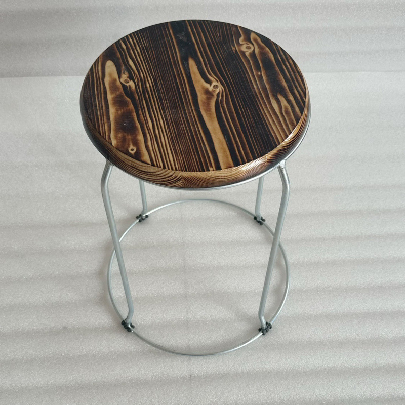 Taburetes redondos de madera sólida taburetes de acero inoxidable taburetes caseros apilables taburetes de hierro forjado dormitorio taburetes de comedor para adultos