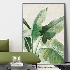 Green plant porch decorative painting modern minimalist living room sofa background wall, Nordic family business, big landing painting