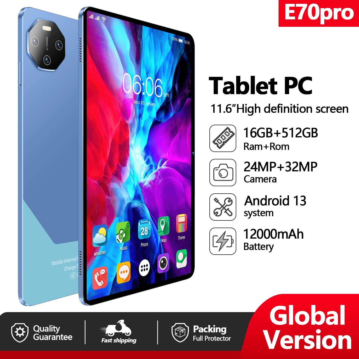 Умный планшет ноутбук про, для импорта, E70, 1дюйм, wish