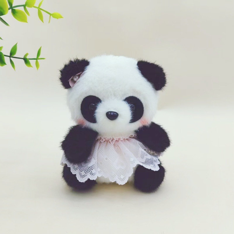 可爱萌仿真熊猫玩偶毛绒玩具花裙熊猫布娃娃公仔包包挂饰生日礼物|undefined