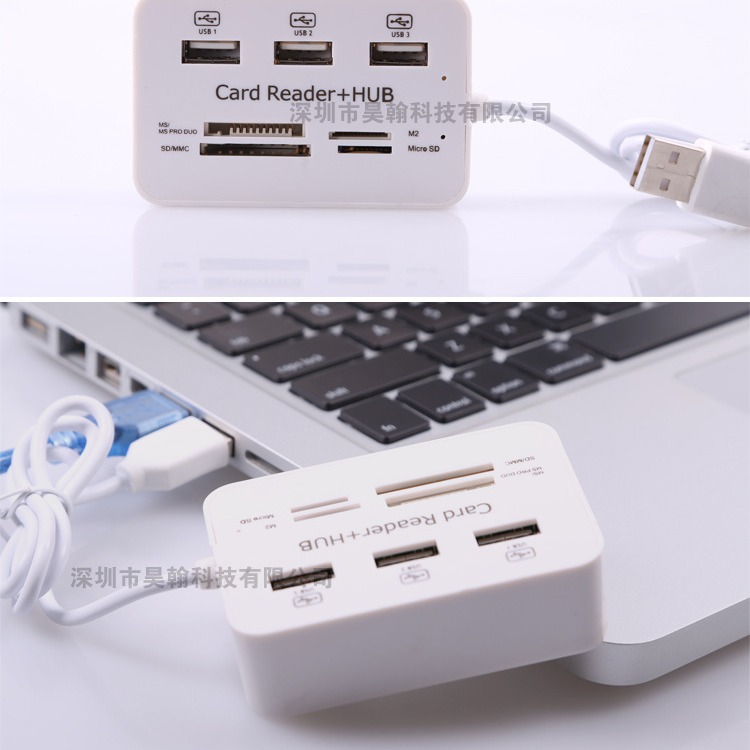 Divisor USB 2.0hub de uno a siete multifunción de alta velocidad lector de tarjetas distribuidor Hub lector de tarjetas todo en uno