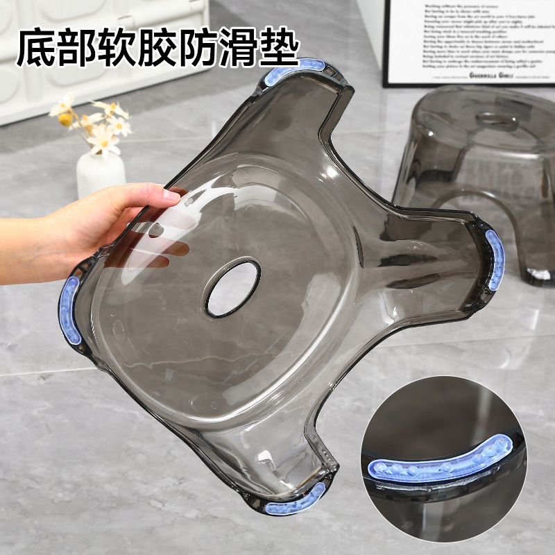 加厚小凳子家用矮凳客厅茶几儿童换鞋凳圆凳小型椅子塑料透明板凳|undefined