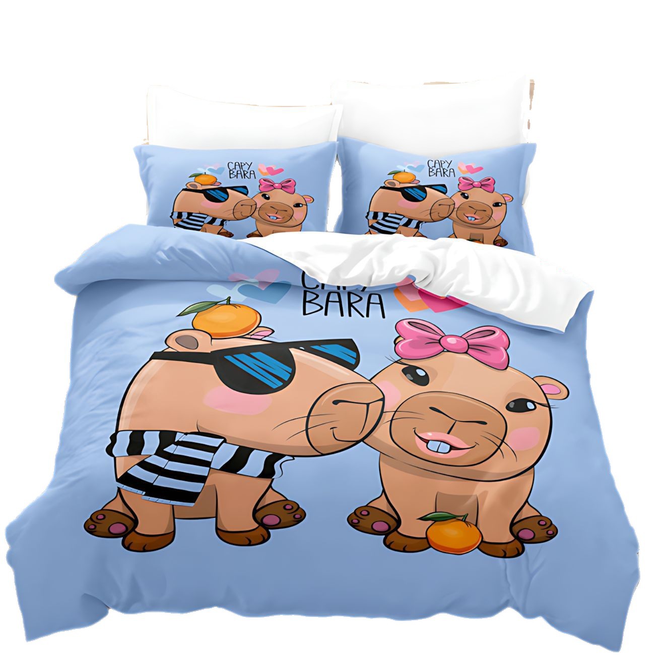 TEMU / JIT Cross-border Cute Capibala Pattern HD Digital Printed Colch Set