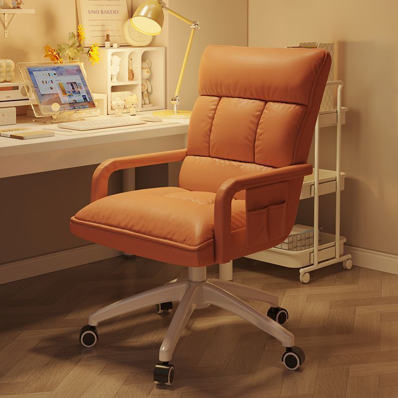 Simple Computer Chair for Girls Bedroom Learning Sedentary High Backrest Desk Chair for Home Office Reclining Lunch Recliner