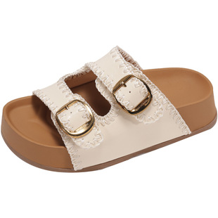Thick-Soled Retro Slippers for Women's Summer Outer Wear 2025 New Trendy Birkenstock Shoes with Skirts and Beach Sandals