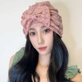 女神泳帽韩国蕾丝不防水不勒头长发包头蝴蝶结显脸小游泳帽子跨境
