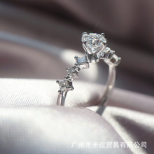 培育钻石HPHT18K金INS六爪公主方小钻结婚戒指女人工人造钻石CVD