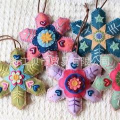 跨境新品 Embroidered Felt Christmas 刺绣毛毡圣诞节雪花装饰品