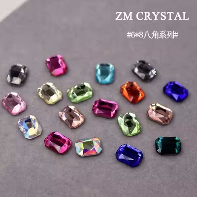 New 6*8mm octagonal flat bottom nail art shaped drill square drill gold bottom drill nail jewelry nail glass stick drill