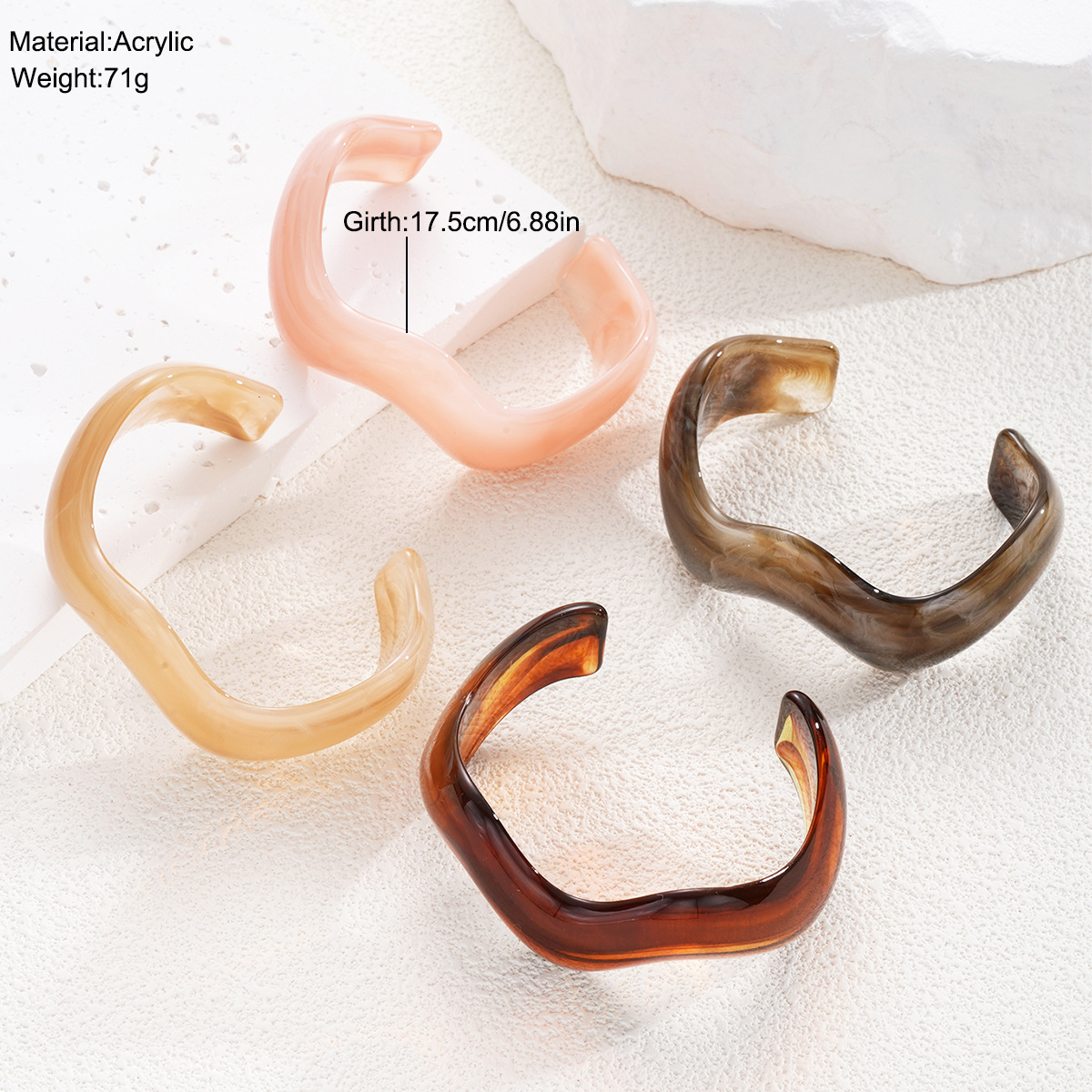 Europa y los Estados Unidos de venta transfronteriza abierta ajustable ancho borde pulsera personalidad exagerada pulsera brillante pulsera acrílica