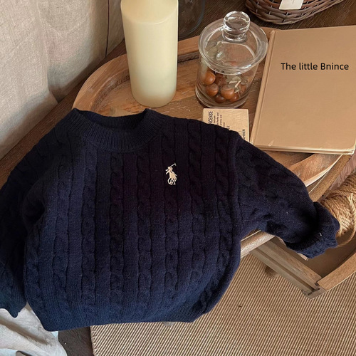 Children's sweater Autumn new item Unisex children plain embroidery sweater Baby knitted yarn sweater Trendy