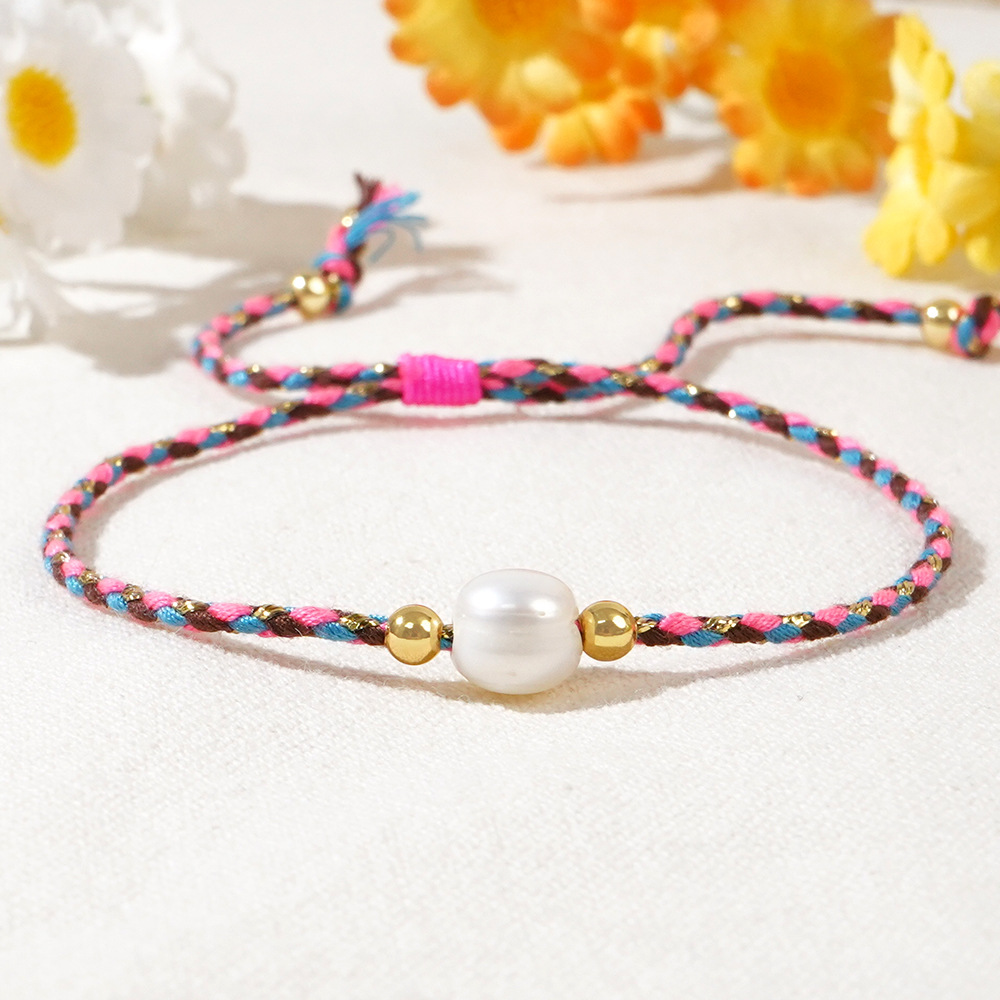 Geometric Casual Bohemian Imitation Pearl Rope Copper Bracelets Wholesale display picture 12