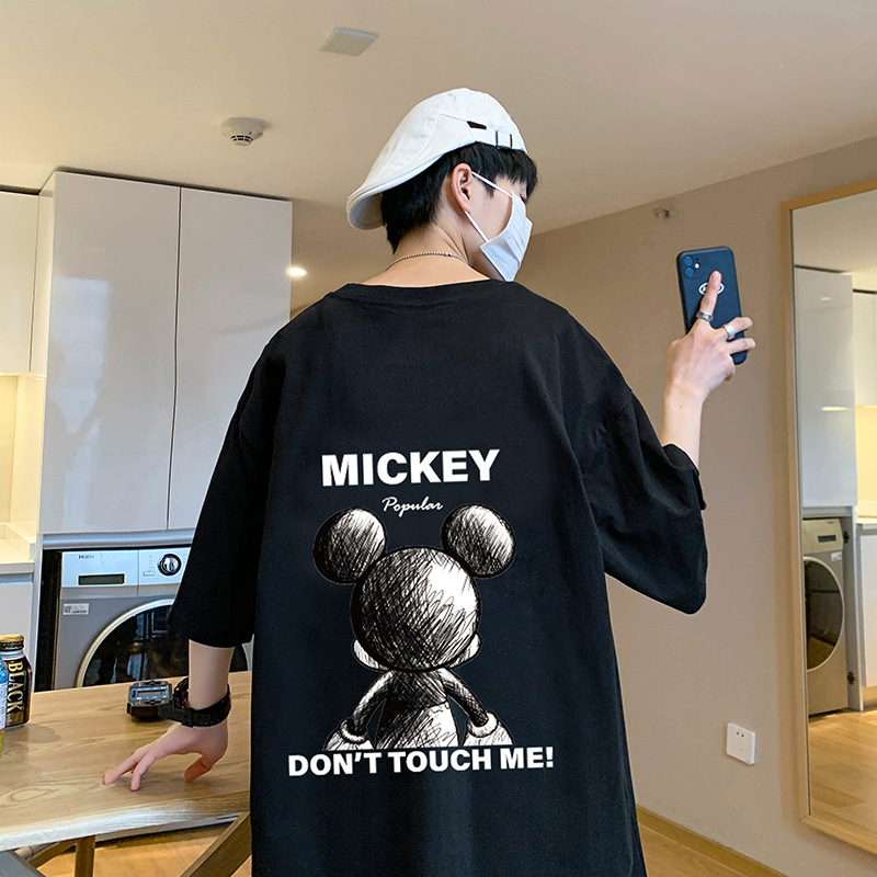Mickey Mouse Mickey Short-sleeved T-shirt Men's Fashion Brand 2022 Summer Half-sleeved T-shirt Couple Hong Kong Style American Clothes Men's T-shirt