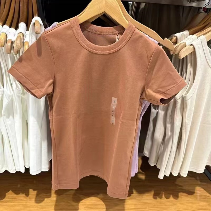 日単大家品質協力金氷爽夏正肩純色百合丸襟半袖打底tシャツ465754|undefined