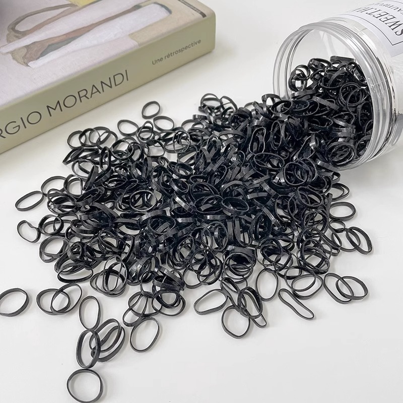 Banda de goma desechable para el cabello no lastimado Anillo de goma para trenza de niña Banda de goma Color Valor de alta cuerda elástica para el cabello Tocado