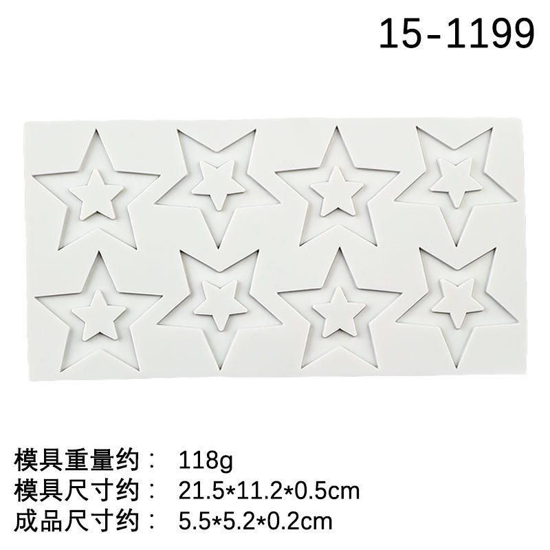 Rectangular de ocho piezas de cinco puntas estrella Tarjeta de pastel de silicona molde fondant cake Edge accesorios epoxi arcilla cerámica suave