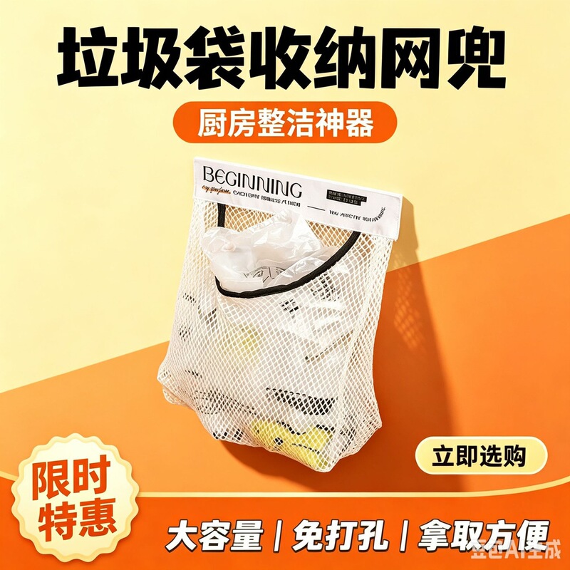 Kitchen garbage bag storage magic tool, plastic bag magic mesh bag, wall-mounted cabinet door storage bag, large-capacity desktop storage hanging bag Kitchen garbage bag storage magic tool, plastic bag magic mesh bag, wall-mounted cabinet door storage bag, large-capacity desktop storage hanging bag