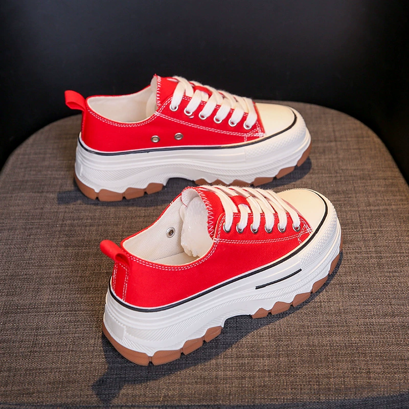 Platform Canvas Sneakers, Women's Summer Breathable Cloth Shoes, Korean Style, 5 cm Platform