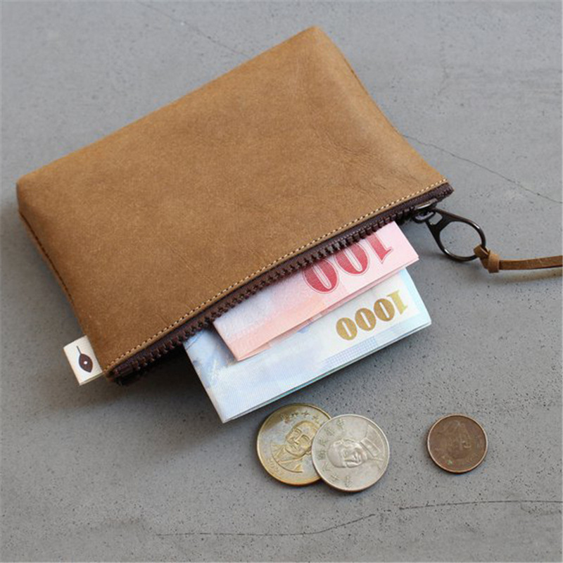 Leather fresh waterproof small ultra thin wallet with zipper
