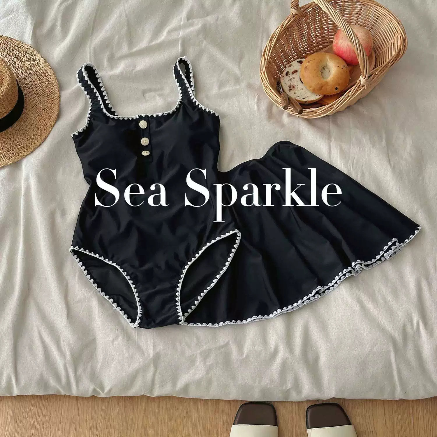 [Sea Sparkle] Xiaoxiang стиль высококлассная вышитая кайма Korean vacation купальник горячие источники пляж бесконечный бассейн