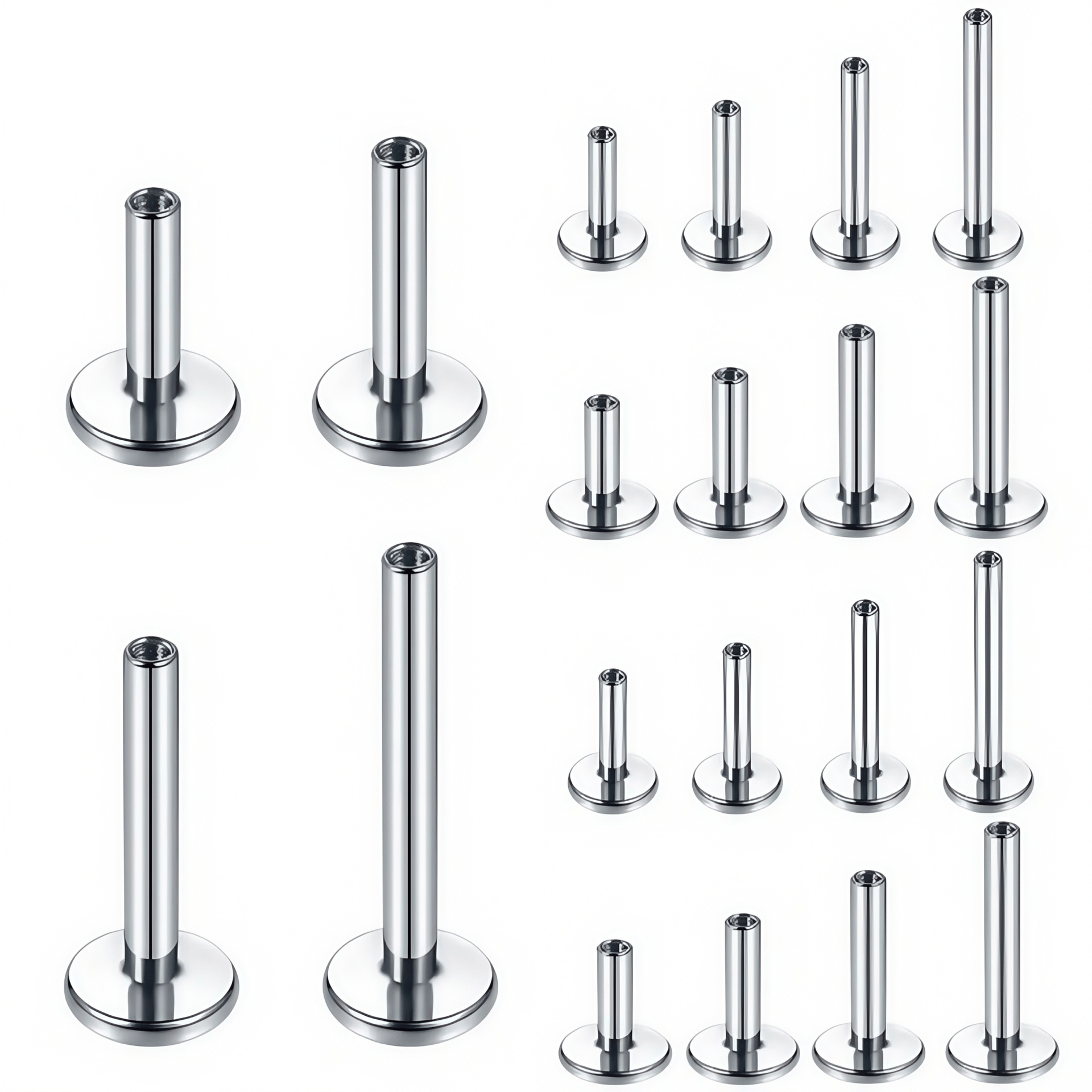 F136 Titanium 3mm Flat Bottom Lip Nail Small Base Lip Piercing Jewelry 16G 10mm Bar detail image 8