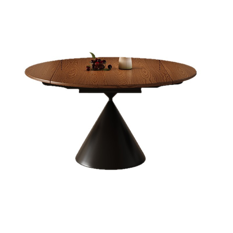 Retro francés estilo medieval cera blanca madera retráctil mesa de comedor de madera sólida mesa redonda casa pequeña mesa plegable de doble propósito