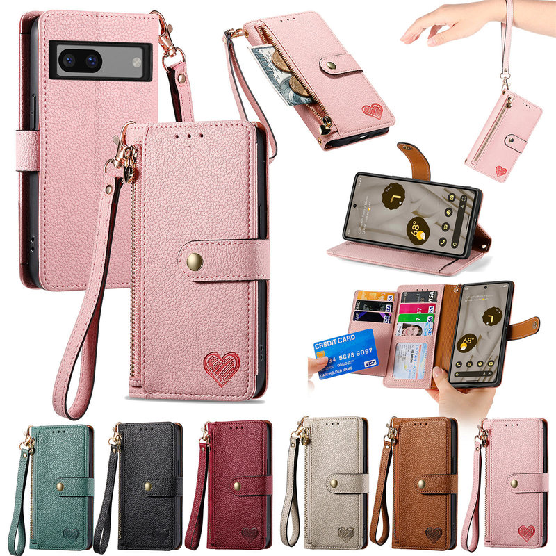 For GooglePixel 9 love wallet RFID mobile phone leather case Google 10Pro card holder protective case