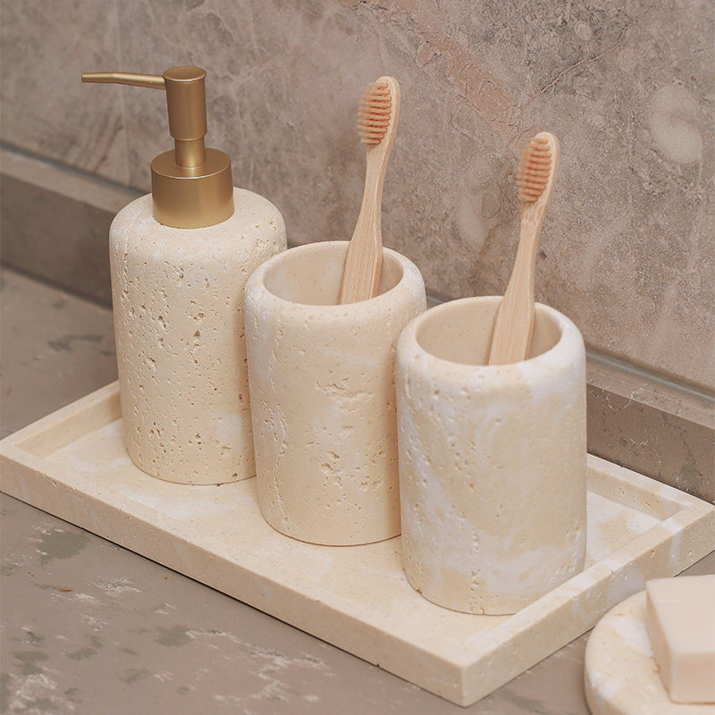 Dongshi set de enjuague, taza de enjuague, baño de lujo ligero, pasta de dientes, cepillo de dientes eléctrico, estante de baño