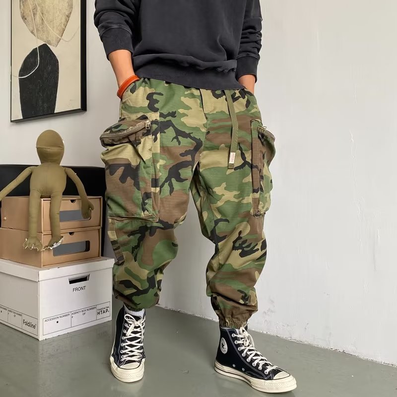 Autumn American Casual High-end Camouflage Crane Pants Men's Loose Trendy Brand Outdoor Paratrooper Harlan Pants
