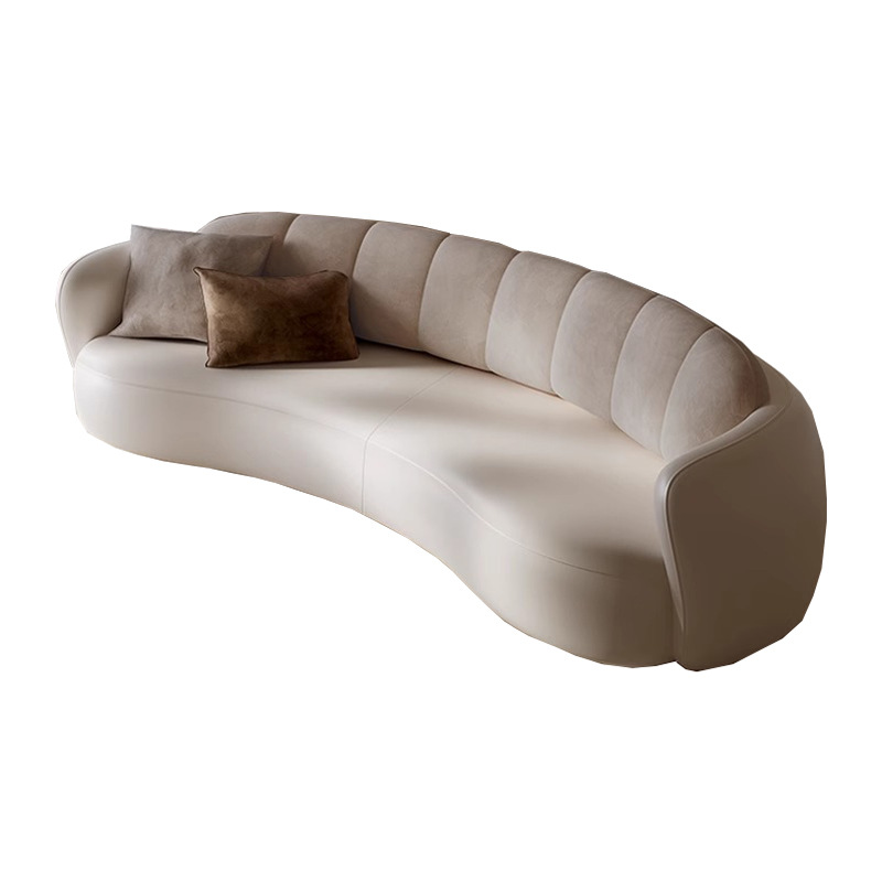 Diseñador de sofá de cuero arqueado italiano simple y moderno sofá de viento semicircular de estilo pequeño