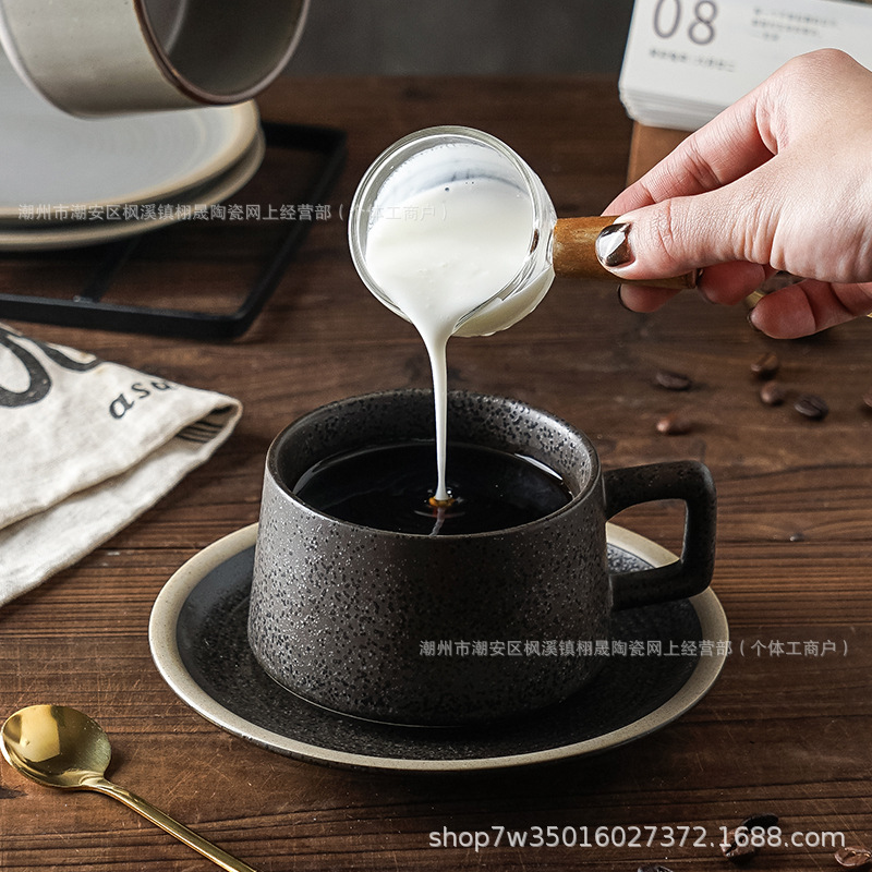 Tazas de café vintage, platos, tazas de cerámica gruesa, tazas de flores, tazas de café caseras de alta calidad, tazas de café con latte